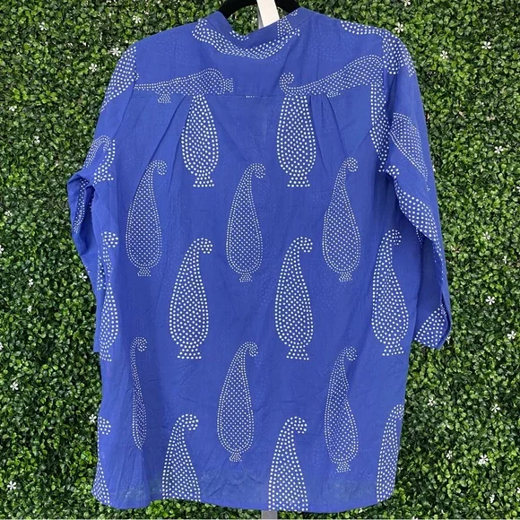 O Oliphant French Blue Pintuck Top